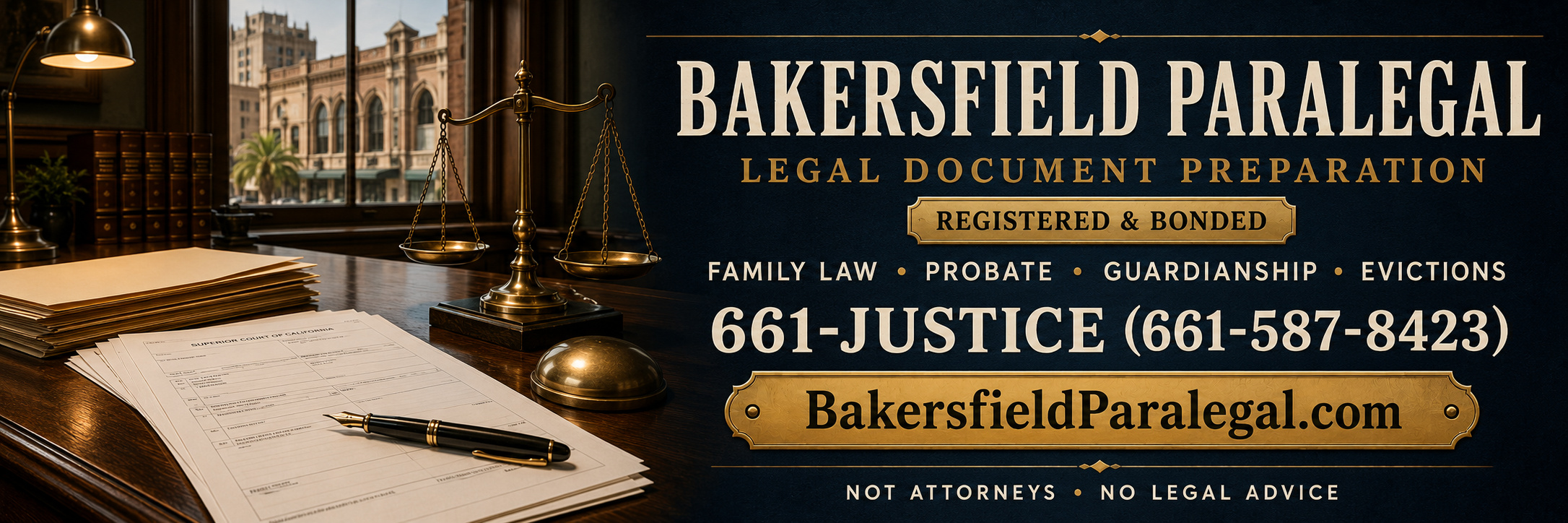 Bakersfield Paralegal — call 661-Justice at 661-587-8423